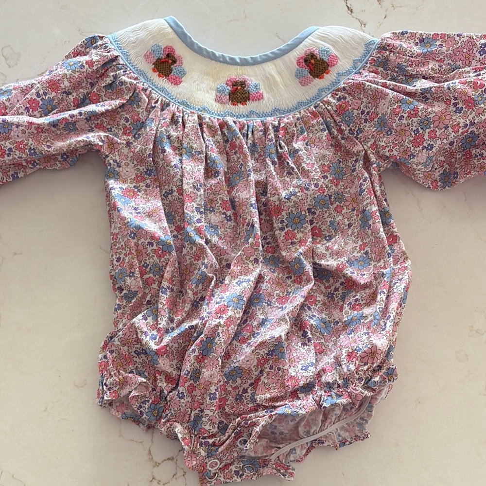 Charming Floral Baby Romper with Embroidered Detail